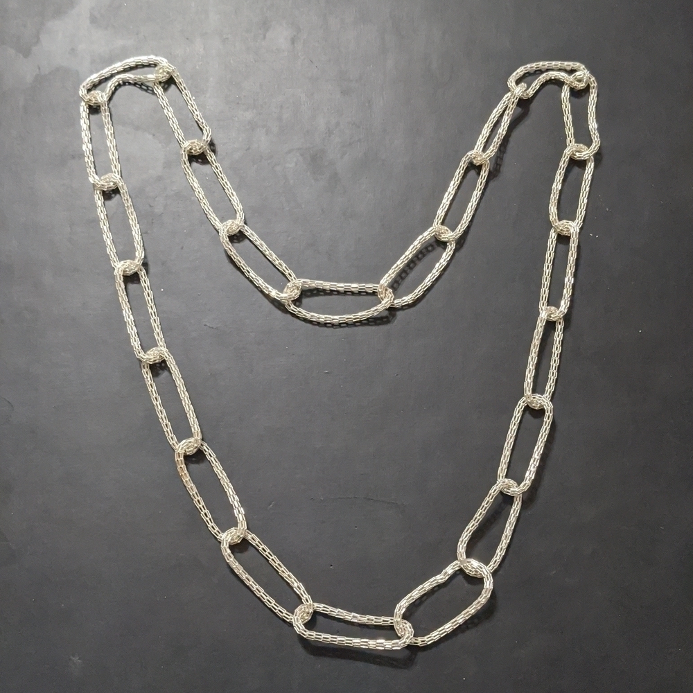 Silver Tone Lightweight Chain Link Chain Statement Necklace
